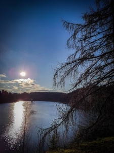 Tiefstehende Sonne am Fjord