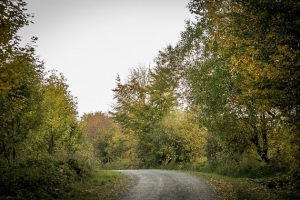 Flacher breiter Schotterweg