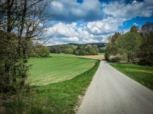 Weg fällt sanft ab