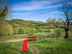 Auf Schotterweg rechts abbiegen