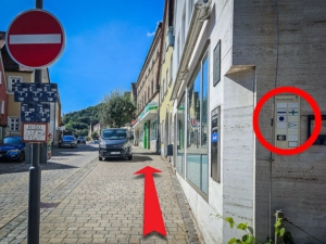 Geradeaus hoch in Richtung der Altstadt von Pegnitz