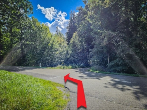 Auf die Landstraße Richtung Hornau einbiegen