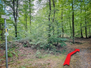 Weg knickt nach rechts in Richtung Teufelshäusl ab