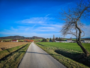 Wandern hinunter in den Ort Steindl