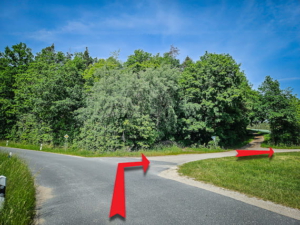 Nach dem großen Weiher hinter der Hecke zwei mal rechts halten