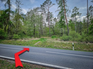 Hinüber zum Wanderpfad auf anderer Straßenseite