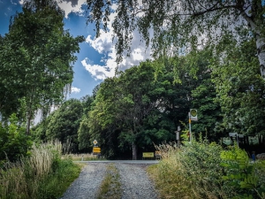 Oben die Straße überqueren