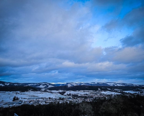 Ausblick von der Ruine Schaumburg auf den Thüringer Wald